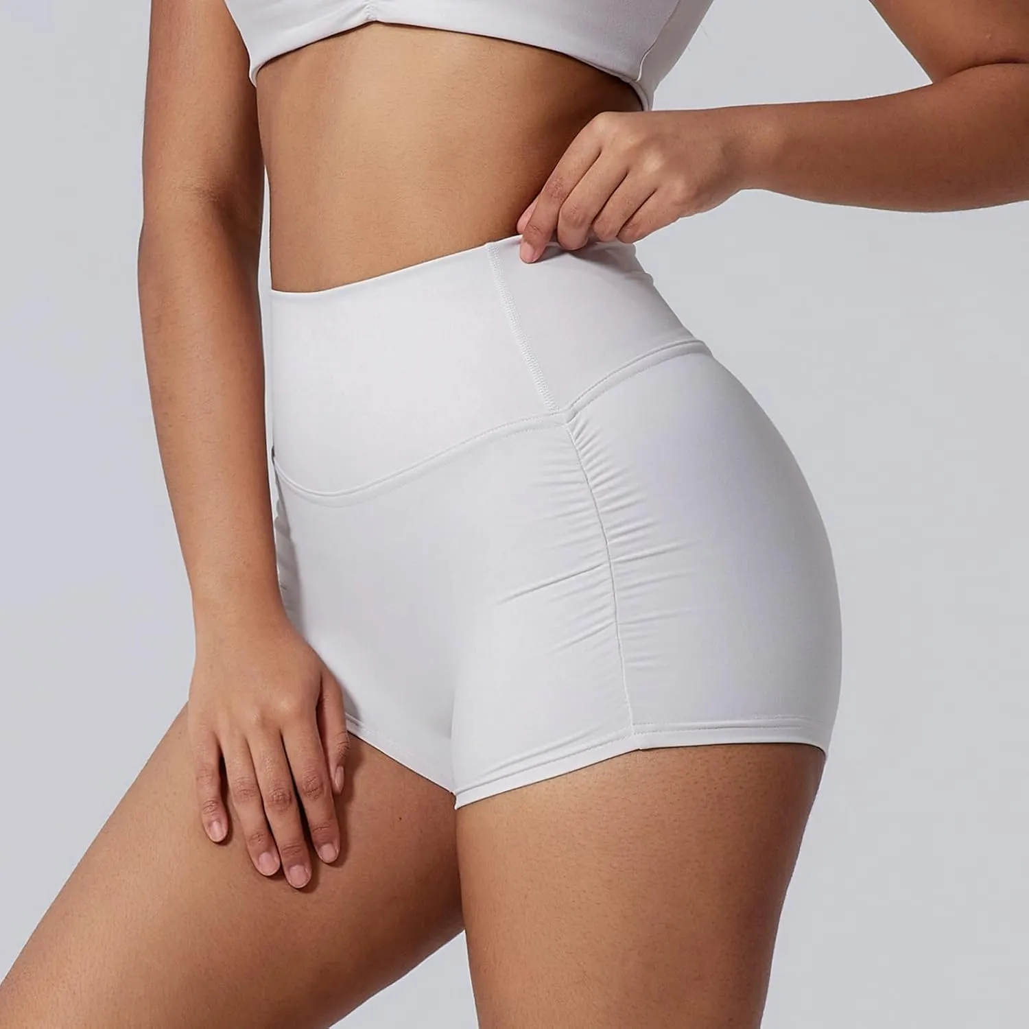 Women's High Waist Yoga Booty Shorts Workout Wrinkled Dance Hot Pants Butt Lifting Jogger Shorts Rave Outfits