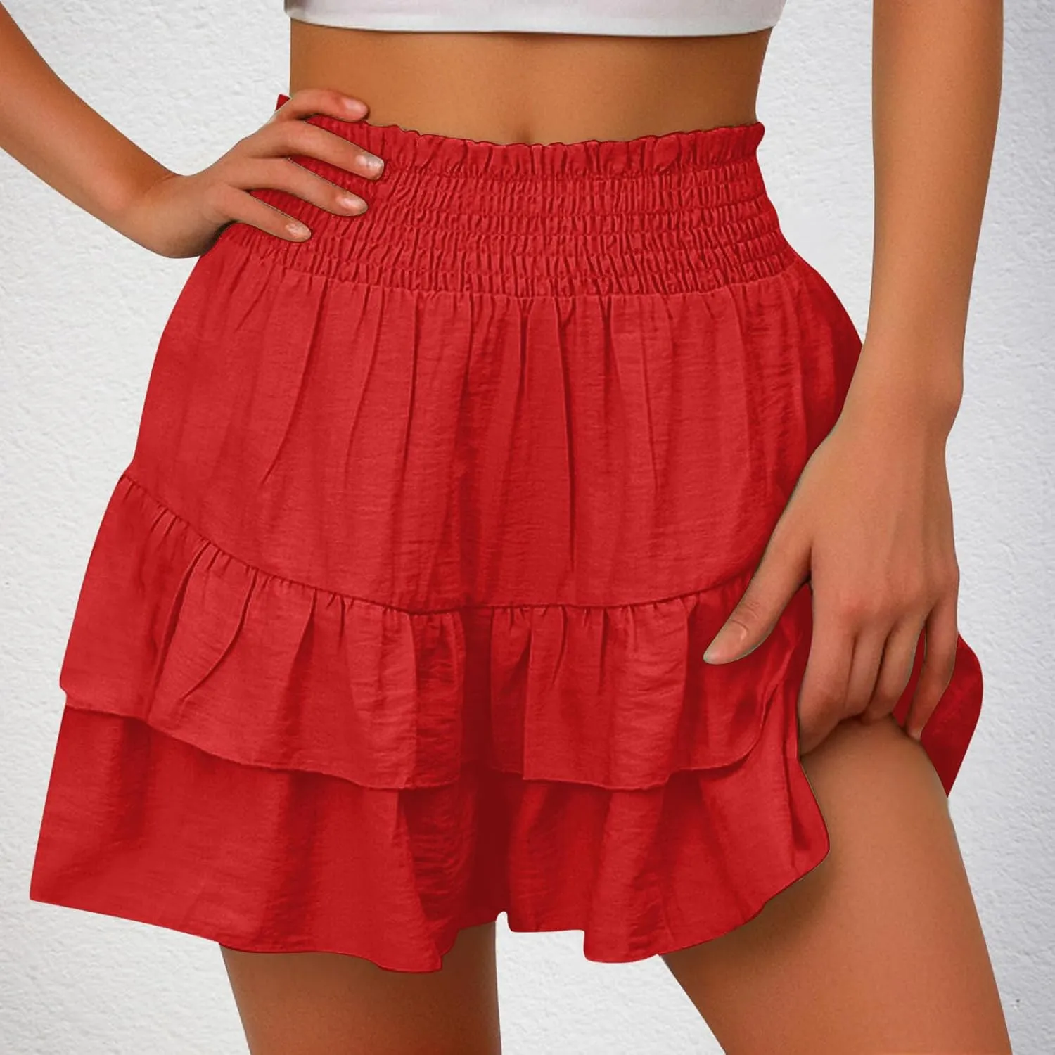 Womens High Waisted Ruffle Shorts Flowy Workout Running Tennis Skorts Baggy Summer Casual Cute Beach Short Pants 2025