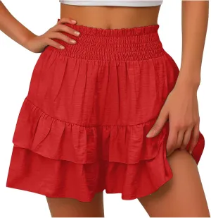 Womens High Waisted Ruffle Shorts Flowy Workout Running Tennis Skorts Baggy Summer Casual Cute Beach Short Pants 2025