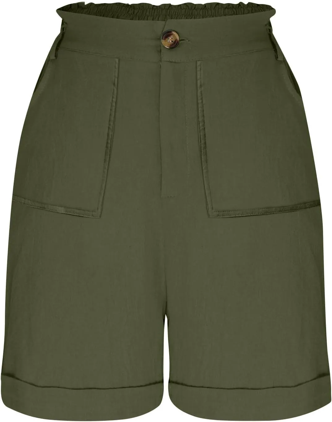 Women's High Waisted Shorts with Pockets Casual Button Loose Fit Pants 2025 Trendy Elastic Waist Beach Lounge Bottoms
