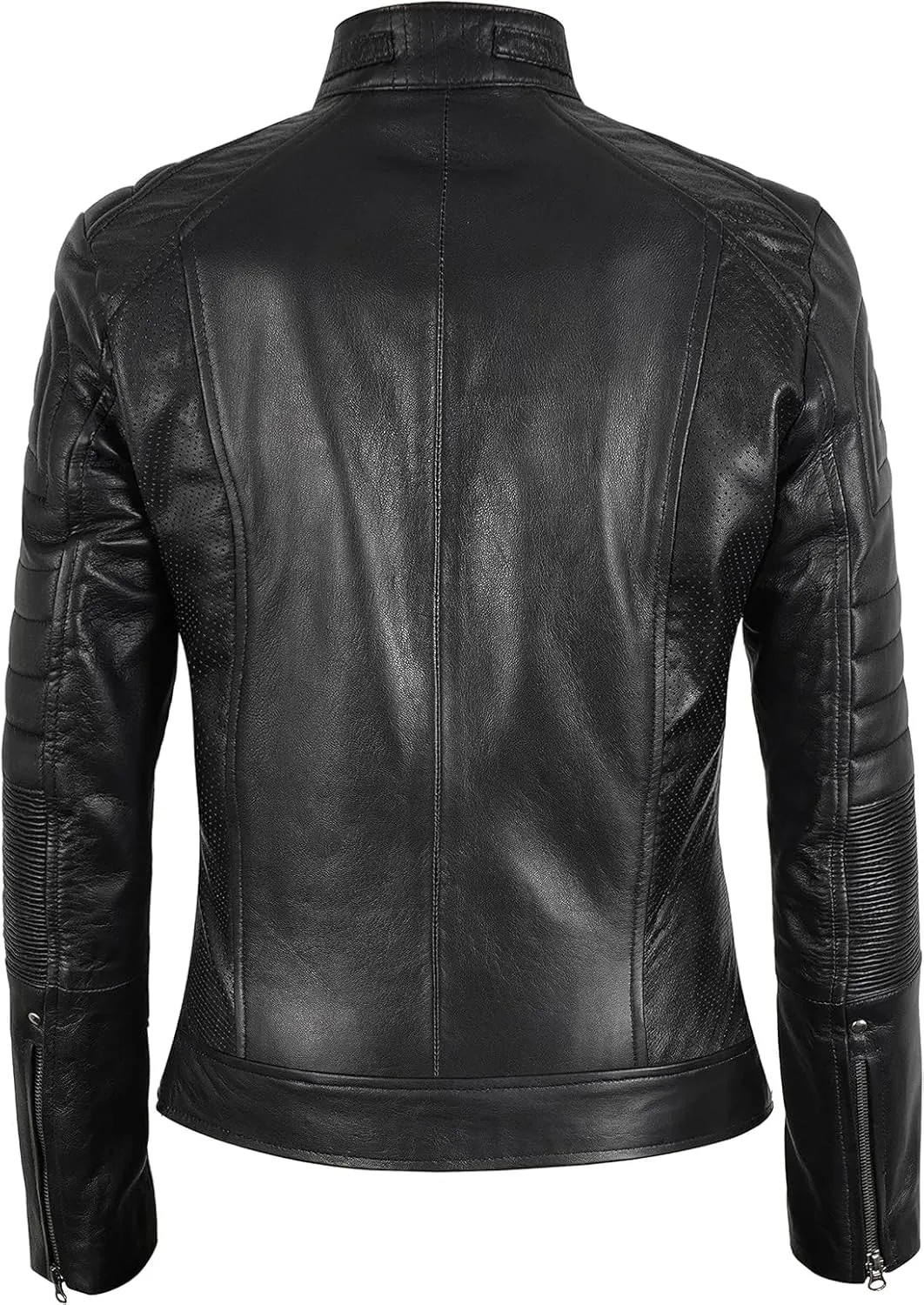 Womens Lambskin Leather Jacket Motorcycle Vintage Moto Biker Riding Slim Fit Pure Real Leather Cafe Racer Jackets