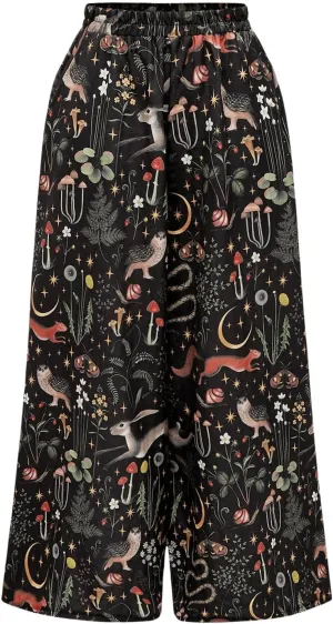 Women's Plus Size Graphic Print Wide Leg Trousers Elastic High Waist Loose Palazzo Pants