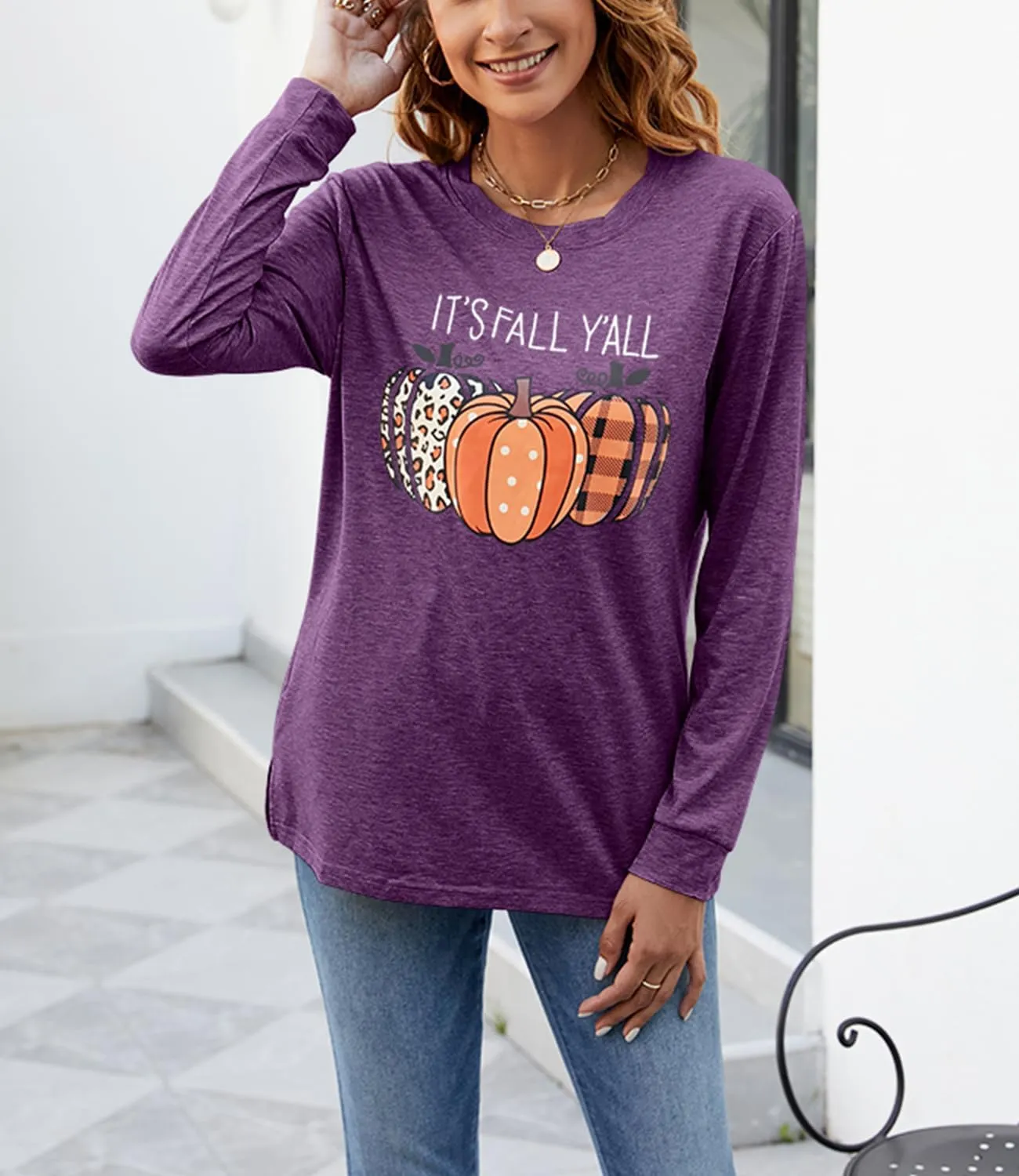 Womens Pumpkin Graphic Sweatshirts Crewneck Casual Fall Long Sleeve Tops