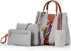 Womens Purse Sets 4pcs Top-Handle Shoulder Bag Fashion Tote Handbag Work Satchel