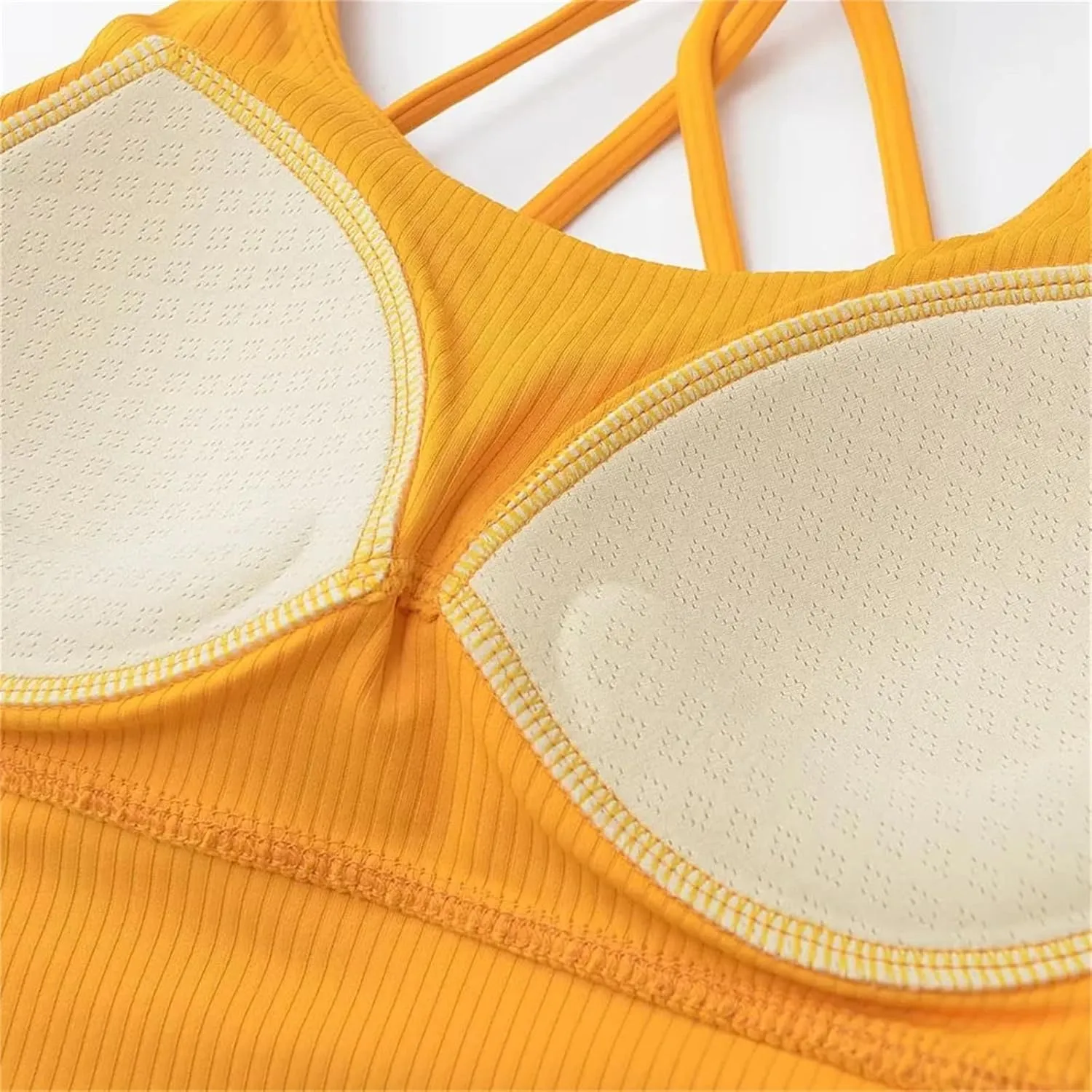 Women's Round Neck Sleeveless Tank Top Built-in Chest Pad Ribbed Casual Camisole