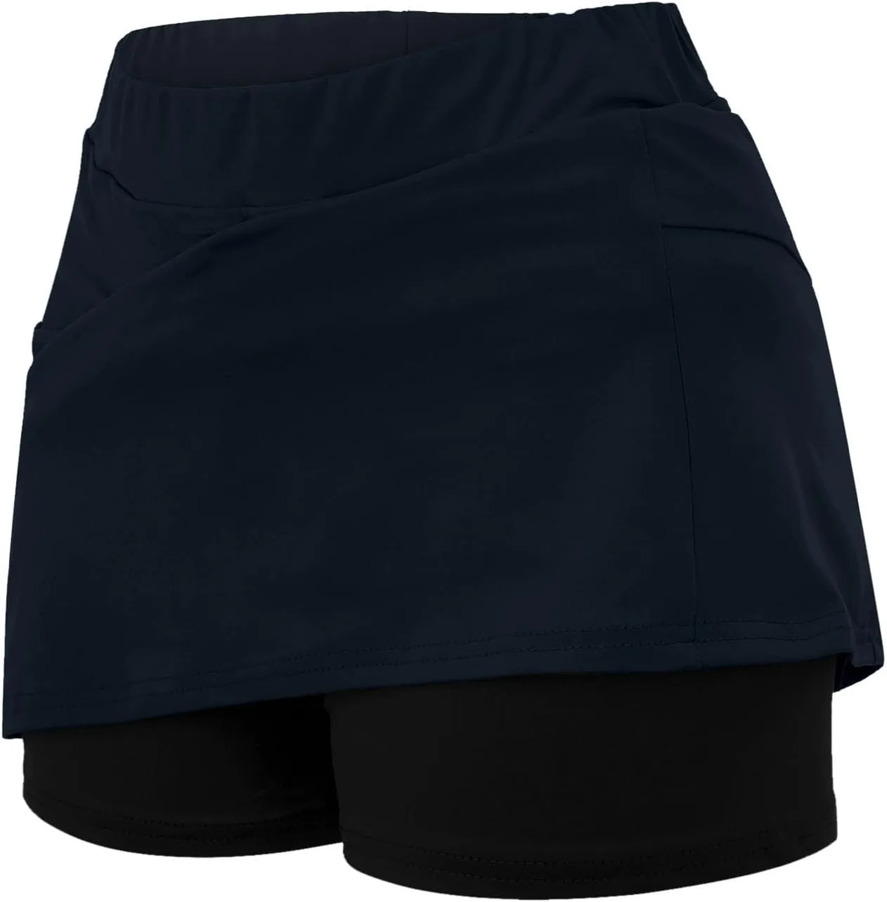 Women's Striped Patchwork Skorts 2 in 1 Stretch Outdoor Athletic Skirt Shorts Lightweight Soft Comfy-Fit Tennis Short