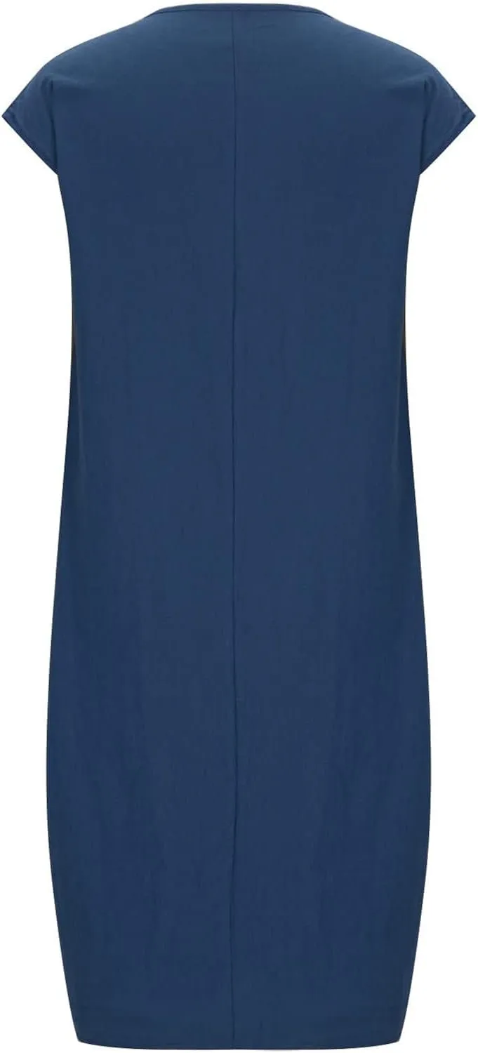 Women's Summer Midi Dress Casual Plain Simple T-Shirt Loose Dress Crewneck Short Sleeve T Shirt Sundress with Pockets