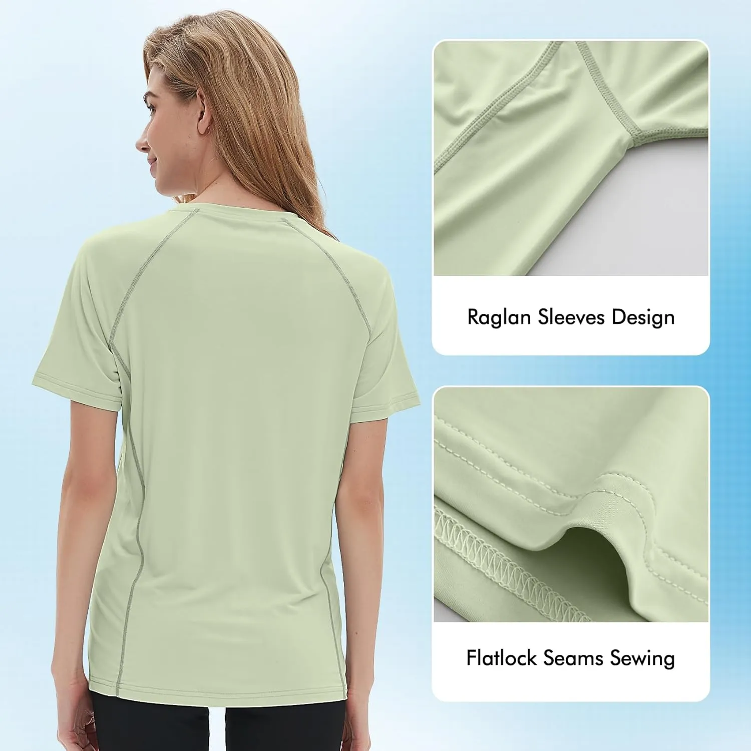 Women's Swim Shirt Short Sleeve UPF 50  UV Protection Quick Dry Athletic Yoga Workout Shirts Running Gym Tee Top