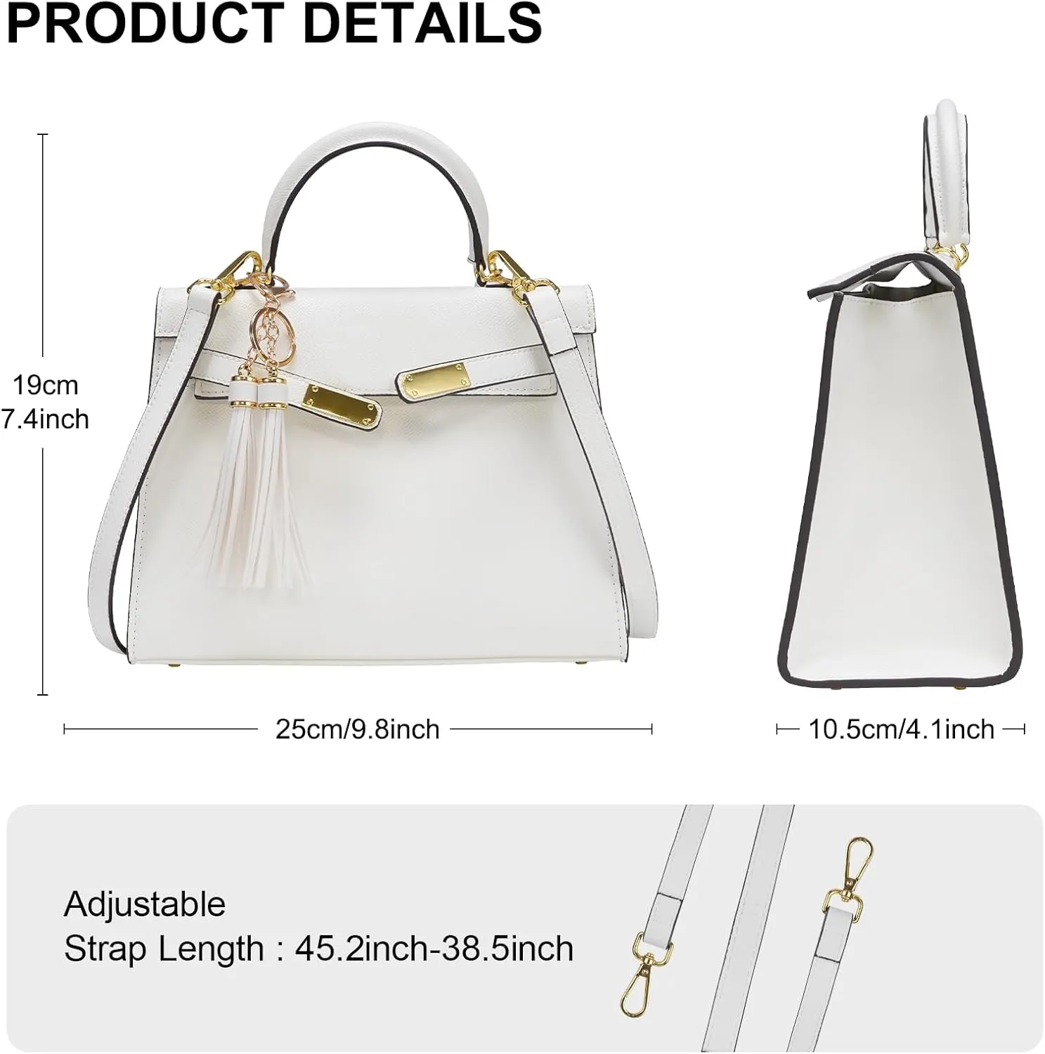 Women's Top Handle Satchel Handbags Purses Leather Fashion Crossbody Bag with Detachable Strap