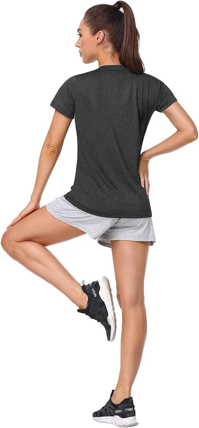 Xelky 3-4 Pack Women's Dry Fit Tshirt Short Sleeve Moisture Wicking Athletic Shirts Sport Activewear Tee V Neck Workout Top