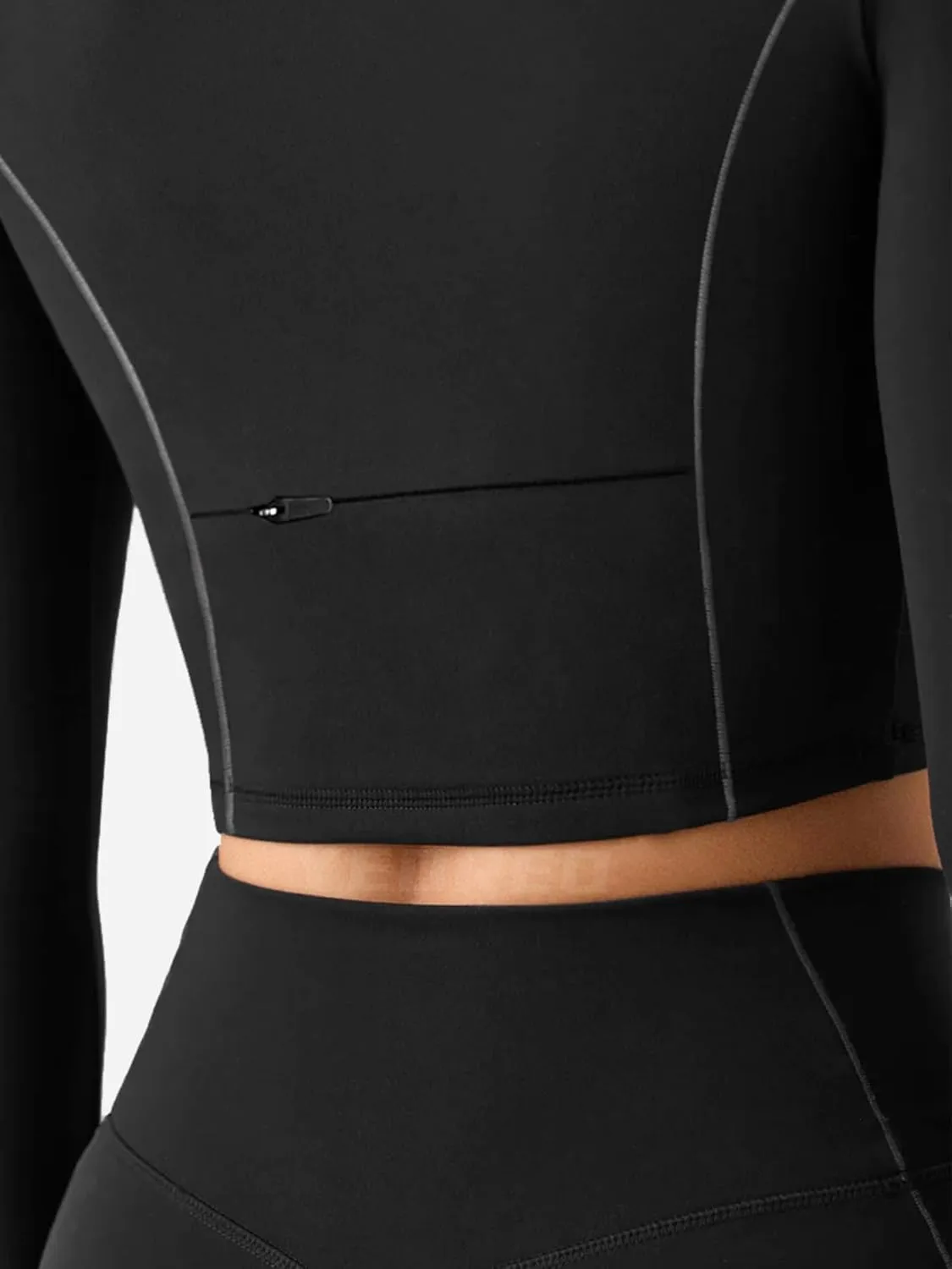YEOREO Women Zip Up Long Sleeve Workout Crop Top Mock Neck Yoga Shirt