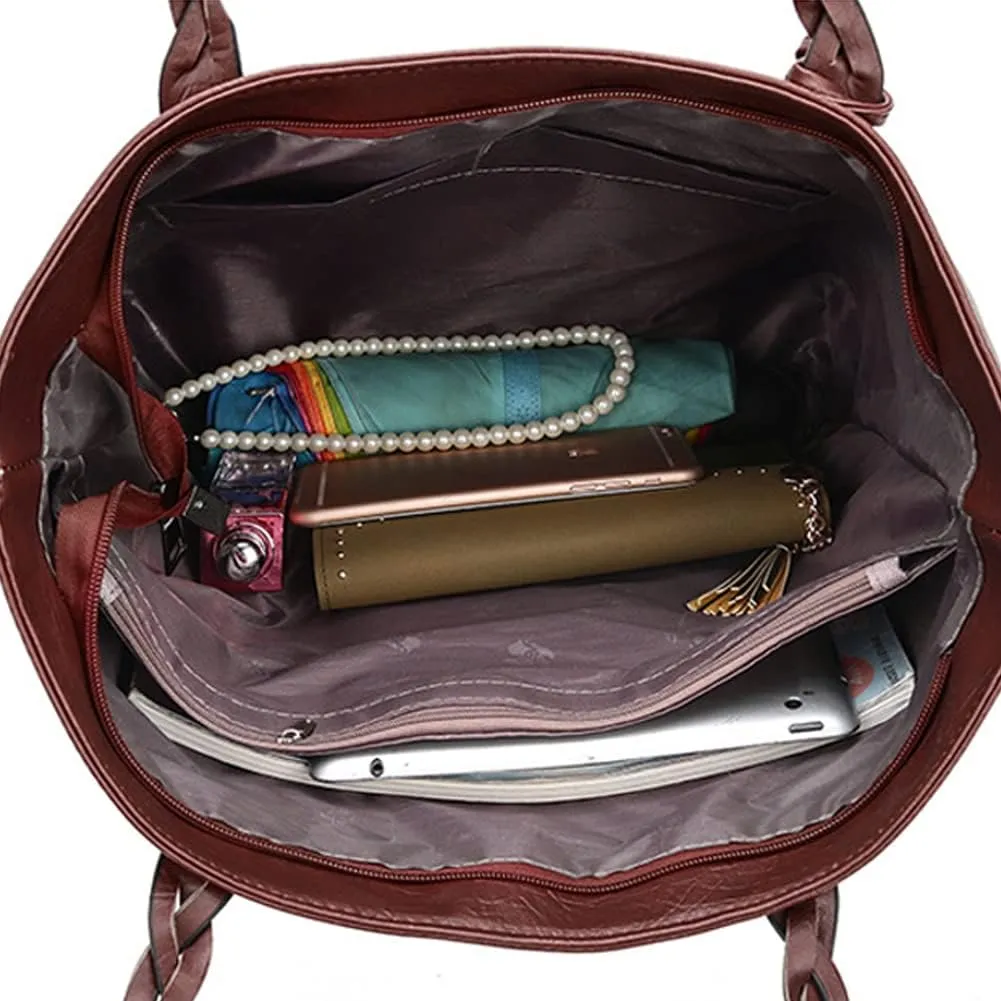 Yohora Tote Bag for Women Leather Hobo Shoulder Bag Large Capacity Work Top Handle Handbag with Tassle
