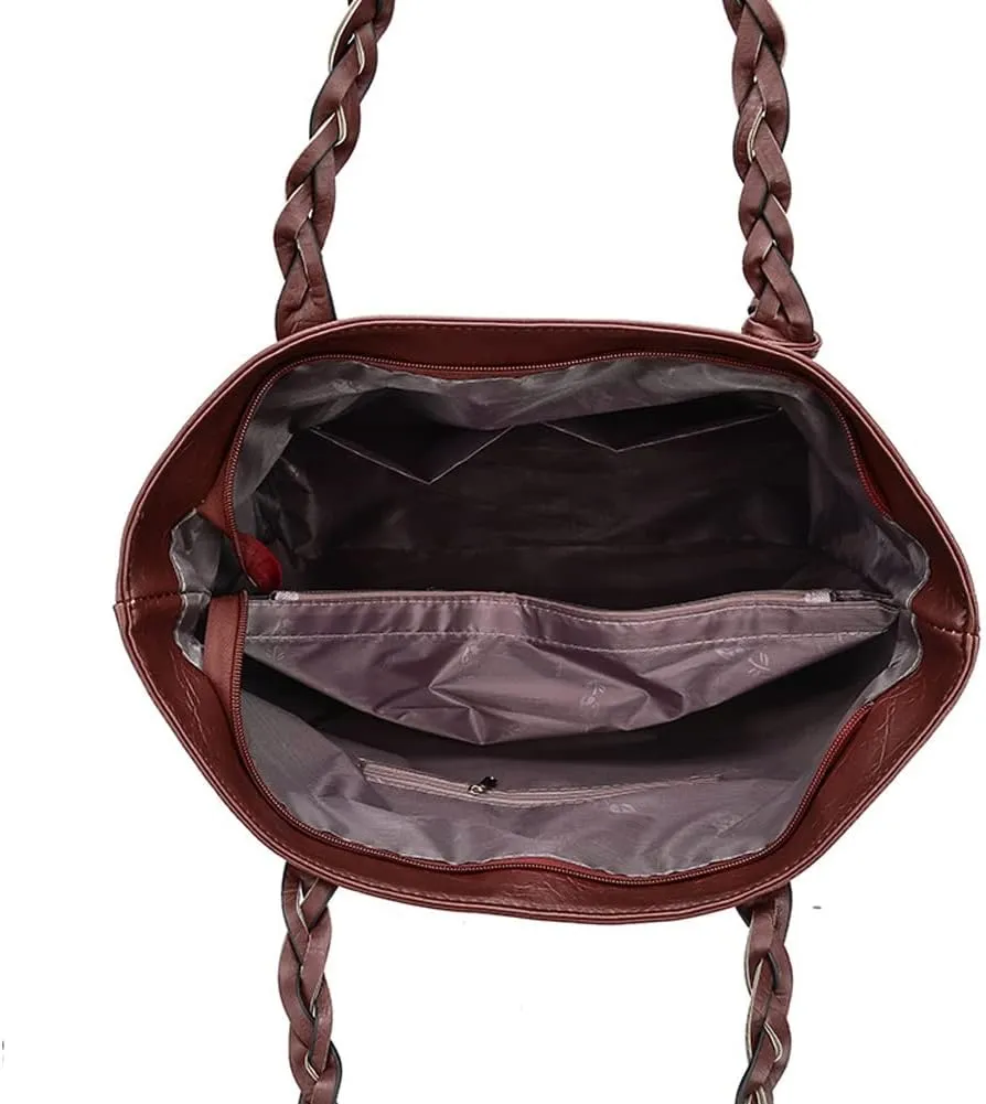 Yohora Tote Bag for Women Leather Hobo Shoulder Bag Large Capacity Work Top Handle Handbag with Tassle