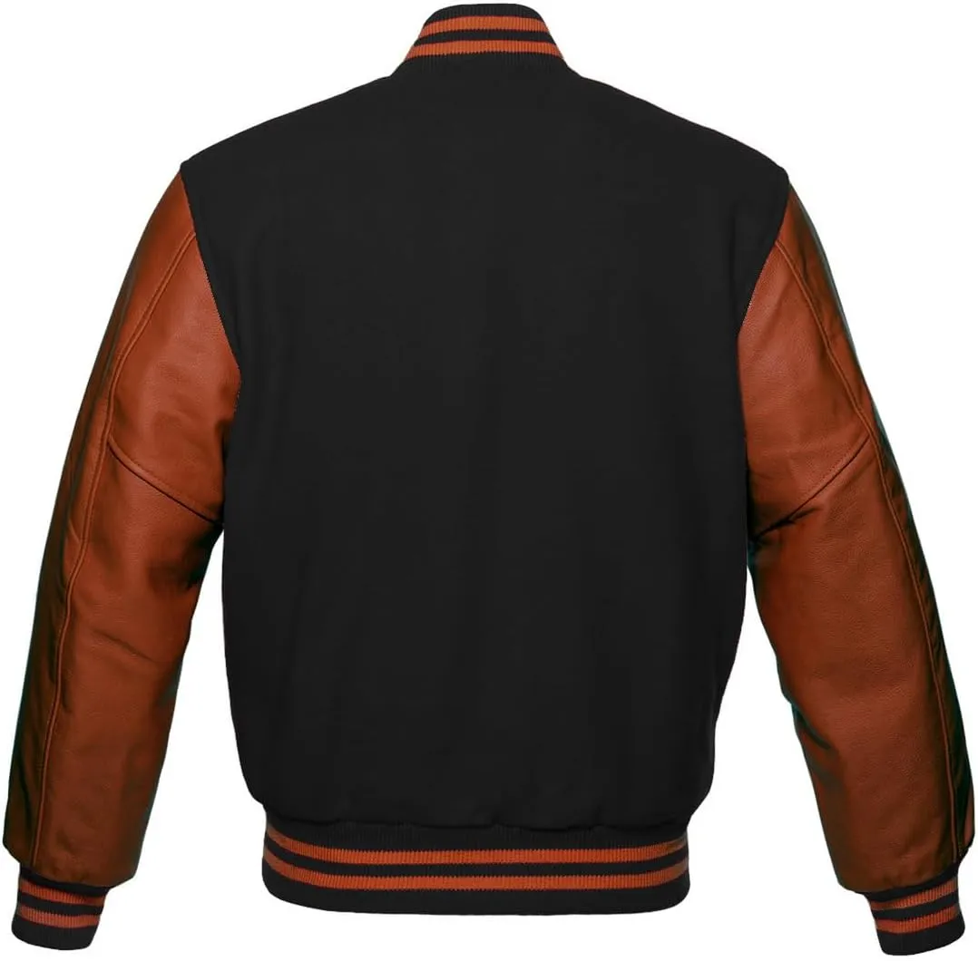 Zaine Enterprises The Best Men's Varsity Basketball Jackets Lettermen Baseball Bomber Jacket in Wool and Leather