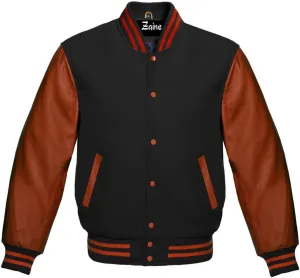 Zaine Enterprises The Best Men's Varsity Basketball Jackets Lettermen Baseball Bomber Jacket in Wool and Leather