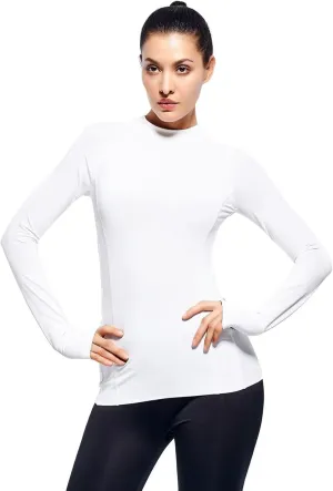 Zengjo Womens Mock Neck Athletic Top Long Sleeve Workout Shirts with Thumb Holes