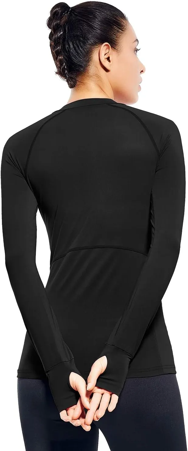 Zengjo Womens Mock Neck Athletic Top Long Sleeve Workout Shirts with Thumb Holes