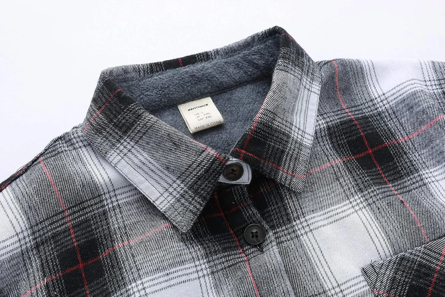ZENTHACE Women's Thermal Fleece Lined Plaid Button Down Flannel Shirt Jacket