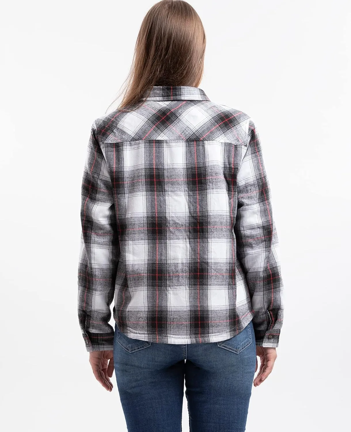 ZENTHACE Women's Thermal Fleece Lined Plaid Button Down Flannel Shirt Jacket