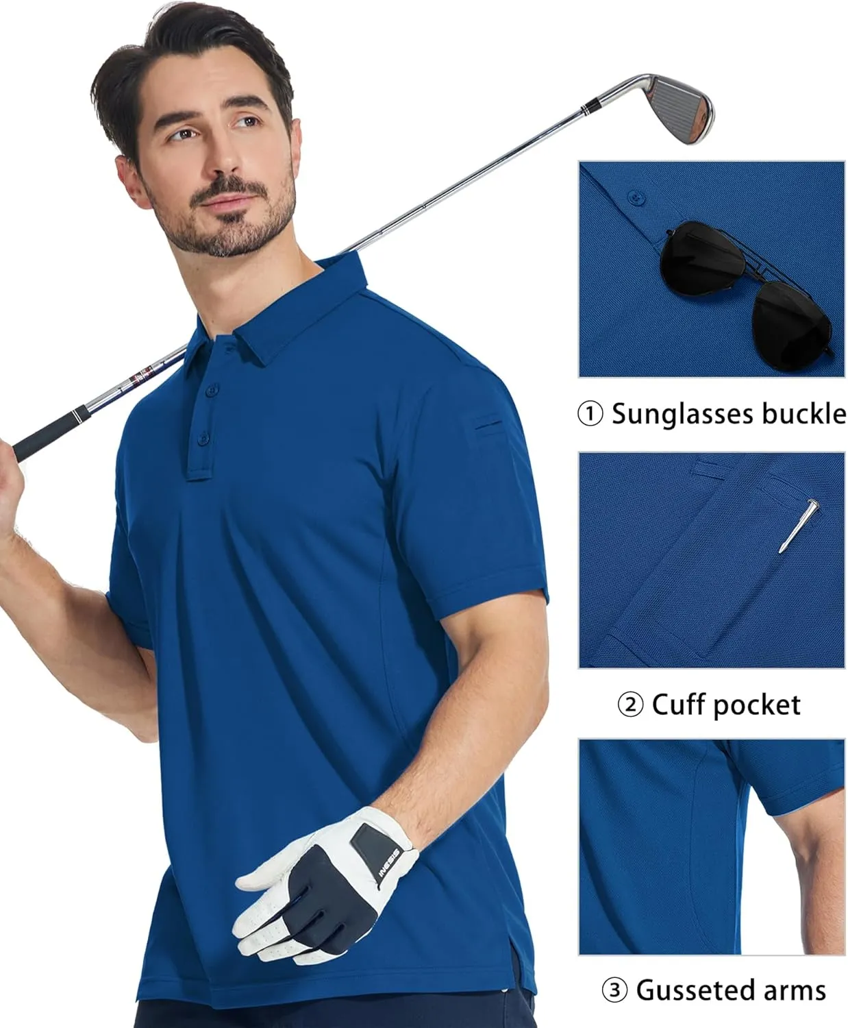 ZITY 4 Pack Men's Polo Shirt Short Sleeve Athletic Performance Tactical Shirts for Men Outdoor Sport Work T-Shirt