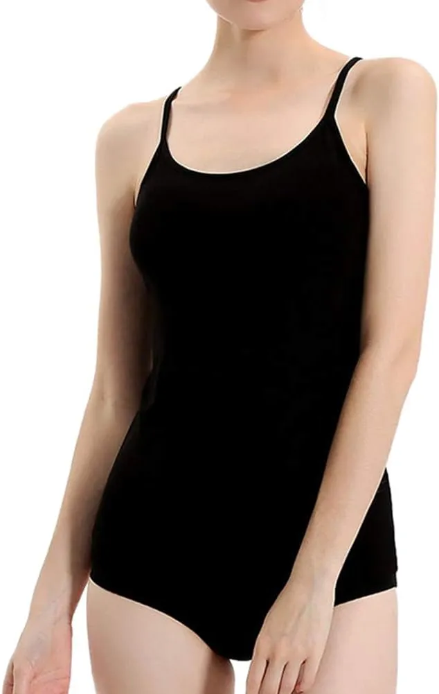 Zylioo Womens Modal Padded Built-in-Bra Tanks Tops Crew Neck Wireless Bra Camisole Casual Slim-Fit Shirts Tee Plus Size